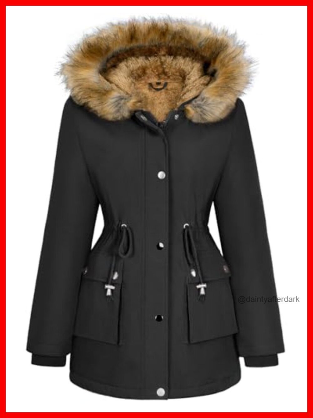 Women's Fleece Lined Parka Winter Coat Faux Fur Hood